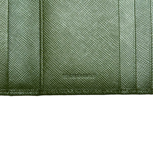 1 0127144 8 Prada Saffiano Trifold Wallet Compact Wallet Green Leather