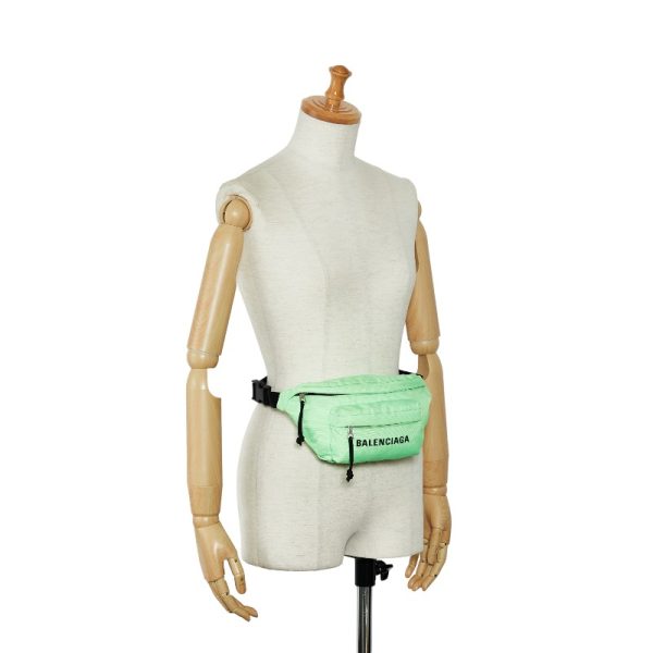 1 0127164 10 Balenciaga Waist Nylon Body Bag Light Green