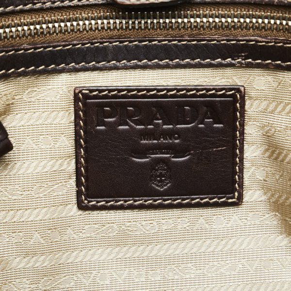 1 0127165 9 Prada Logo Jacquard Tote Bag BR3419 Beige Brown Canvas Leather