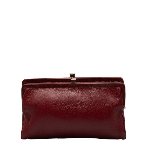 1 0127508 1 Bottega Veneta Clasp Pouch Bifold Wallet Wine Red Leather