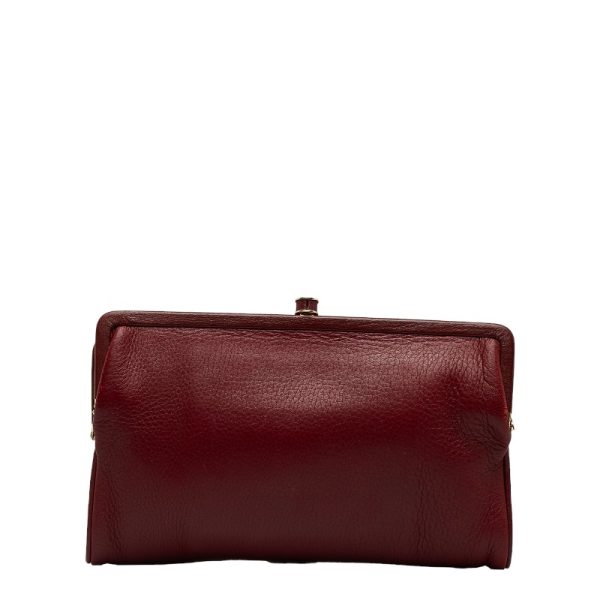 1 0127508 3 Bottega Veneta Clasp Pouch Bifold Wallet Wine Red Leather