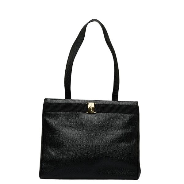 1 0127526 1 Salvatore Ferragamo Vara Tote Bag Black Leather