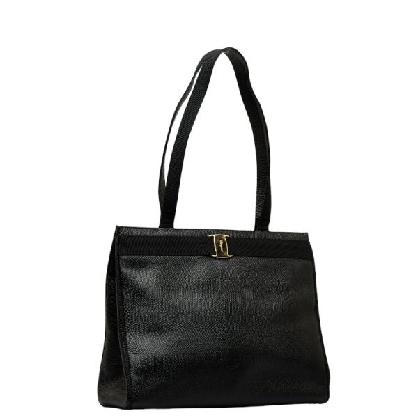 1 0127526 2 Salvatore Ferragamo Vara Tote Bag Black Leather