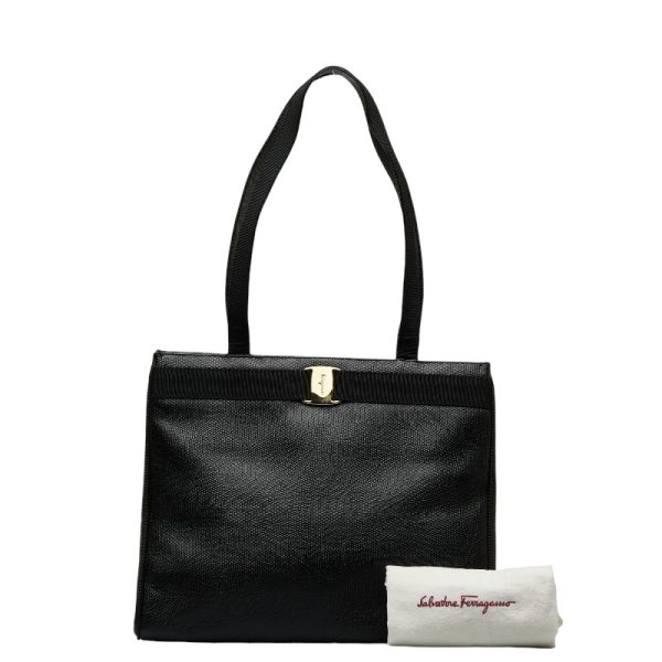 1 0127526 8 Salvatore Ferragamo Vara Tote Bag Black Leather