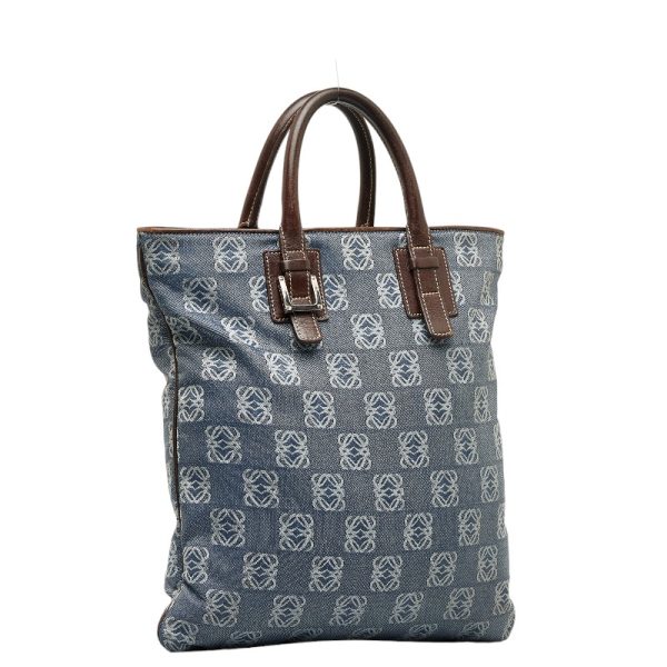 1 0127840 2 LOEWE Anagram Denim Handbag Tote Bag Indigo Blue