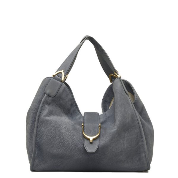 1 0127855 1 Gucci Soft Stirrup Gold Hardware Shoulder Bag Blue