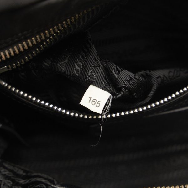 1 0127919 11 Prada Frill Handbag Black Nylon Leather