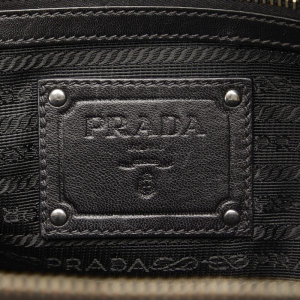 1 0127919 9 Prada Frill Handbag Black Nylon Leather