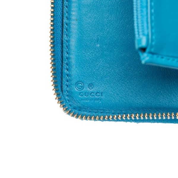 1 0128374 8 Gucci Micro Guccisima Round Zip Bifold Wallet Turquoise Blue