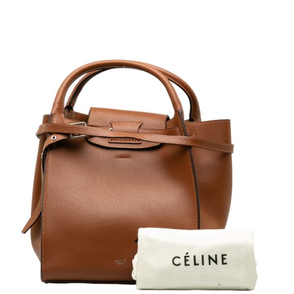 1 0128391 15 Celine Big Bag Small Handbag Shoulder Bag 2WAY Brown Leather