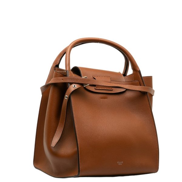 1 0128391 2 Celine Big Bag Small Handbag Shoulder Bag 2WAY Brown Leather