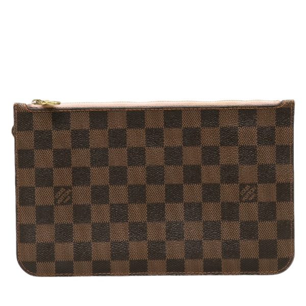 1 0128416 1 Louis Vuitton Damier Neverfull MM Rose Ballerine Pouch N41603 Brown