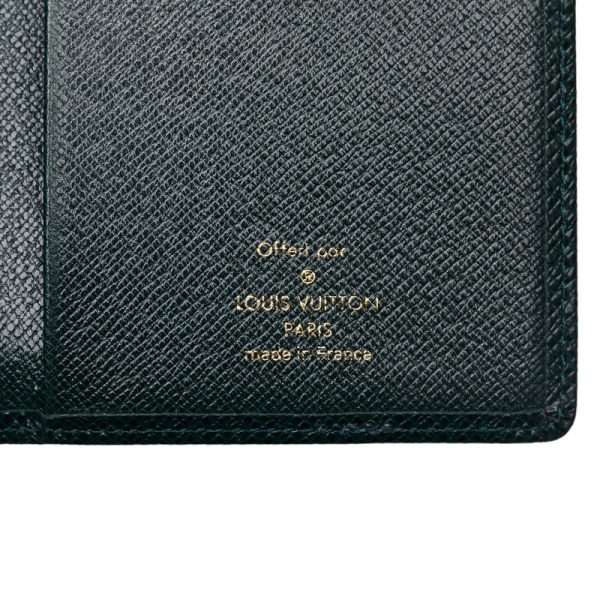 1 0128430 8 Louis Vuitton Taiga Agenda par Notebook Esepia Green Leather