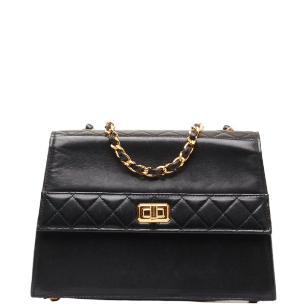 1 0128496 1 CHANEL Matelasse Single Flap Chain Shoulder Bag Black