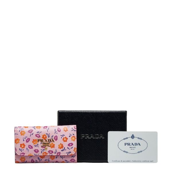 1 0128640 8 Prada Flower Floral Pattern Key Case Pink Multicolor