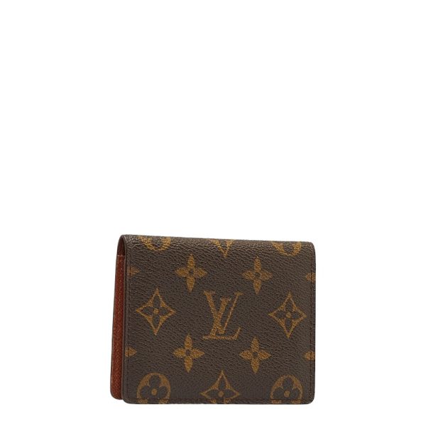 1 0129140 2 Louis Vuitton Monogram Porte 2 Cult Card Case Pass Case Brown