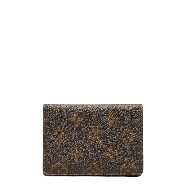 1 0129140 3 Louis Vuitton Monogram Porte 2 Cult Card Case Pass Case Brown