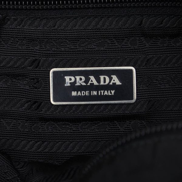 1 0129211 8 PRADA Triangle Logo Plate Shoulder Bag Black Nylon Leather