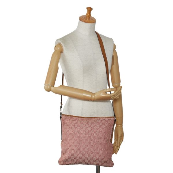 1 0129298 10 Gucci GG Canvas Crossbody Shoulder Bag Pink Beige Canvas Leather