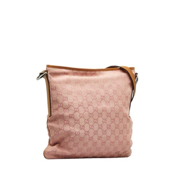 1 0129298 2 Gucci GG Canvas Crossbody Shoulder Bag Pink Beige Canvas Leather