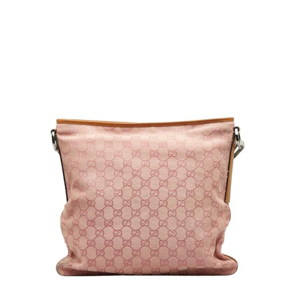 1 0129298 3 Gucci GG Canvas Crossbody Shoulder Bag Pink Beige Canvas Leather