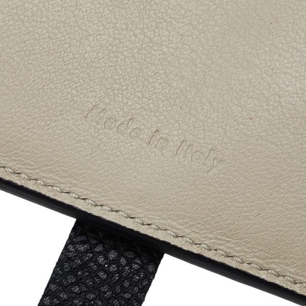 1 0130992 15 Celine Logo Long Wallet Black Beige Leather