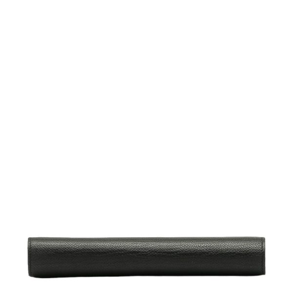 1 0130992 4 Celine Logo Long Wallet Black Beige Leather