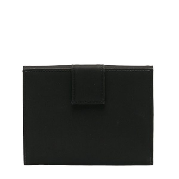 1 0131008 3 PRADA Triangle Logo Plate Bifold Wallet Black Nylon