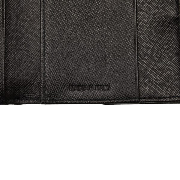 1 0131008 8 PRADA Triangle Logo Plate Bifold Wallet Black Nylon