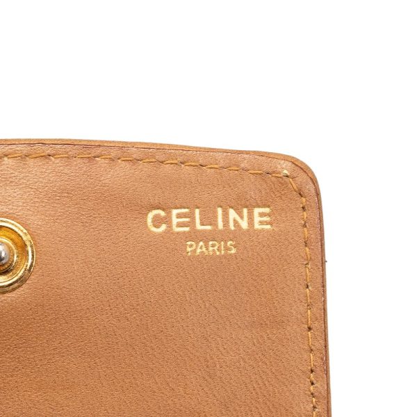 1 0131091 7 CELINE C Macadam Coin Case Beige Leather PVC