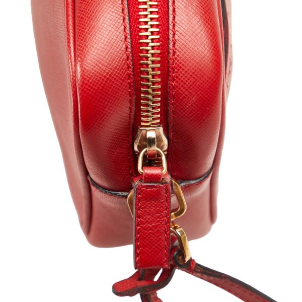 1 0131332 5 Prada Saffiano Crossbody Shoulder Bag BT0077 Red Leather