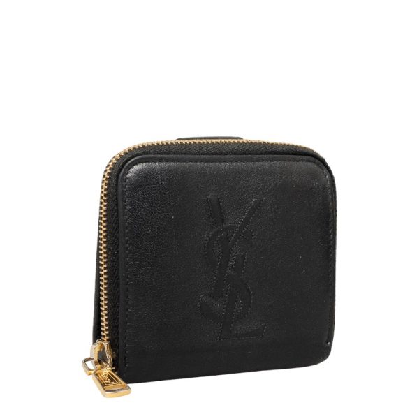 1 0131610 2 Saint Laurent YSL Logo Bifold Wallet Compact Wallet GUE568985 Black Leather