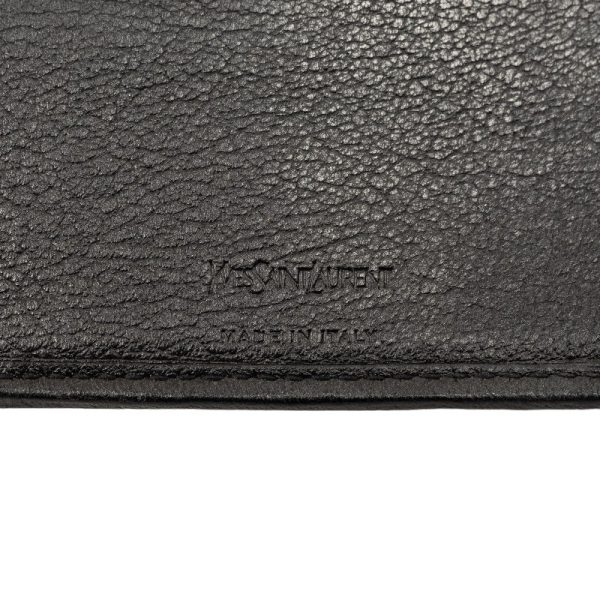 1 0131610 9 Saint Laurent YSL Logo Bifold Wallet Compact Wallet GUE568985 Black Leather