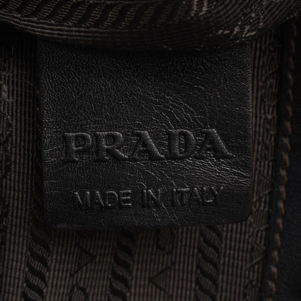 1 0131794 9 Prada Logo Jacquard Shoulder Bag Brown Canvas Leather