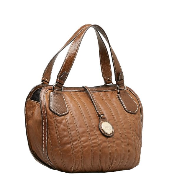 1 0131800 2 CELINE Handbag Tote Bag Brown Leather