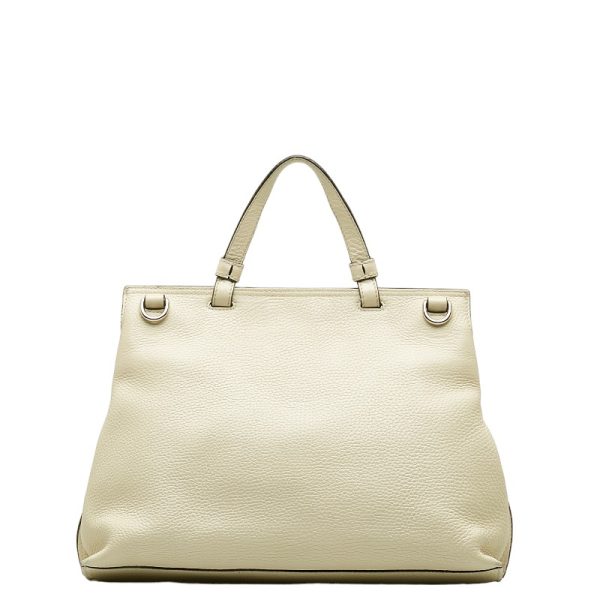 1 0132727 4 Gucci Bamboo Daily Medium Top Handle Bag White Leather