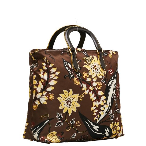 1 0134238 3 Prada Flower Handbag Shoulder Bag 2WAY Brown