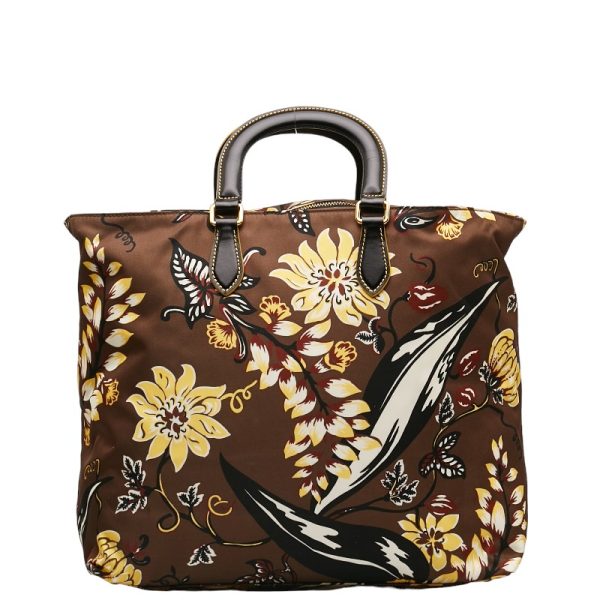 1 0134238 4 Prada Flower Handbag Shoulder Bag 2WAY Brown