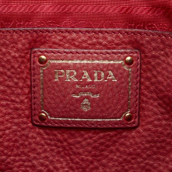 1 0135018 10 Prada Vitello Phoenix Gold Hardware Shoulder Bag Red