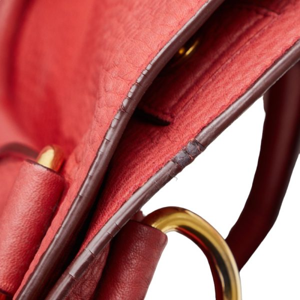 1 0135018 7 Prada Vitello Phoenix Gold Hardware Shoulder Bag Red