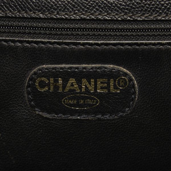 1 0135073 7 CHANEL Logo Tote Bag Handbag Black Leather