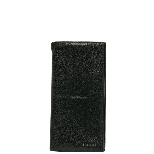 1 0136444 1 Prada Long Wallet Black Leather