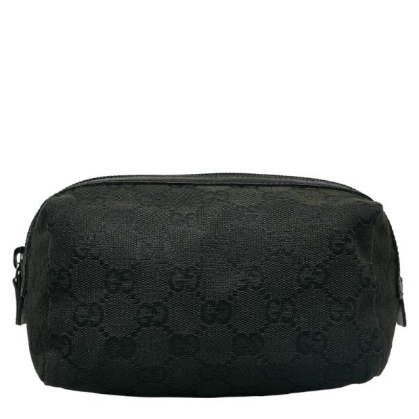 1 0137376 1 Gucci GG Canvas Pouch 29595 Black Canvas Leather