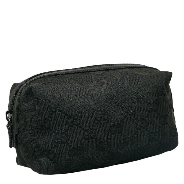 1 0137376 2 Gucci GG Canvas Pouch 29595 Black Canvas Leather