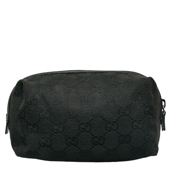 1 0137376 3 Gucci GG Canvas Pouch 29595 Black Canvas Leather