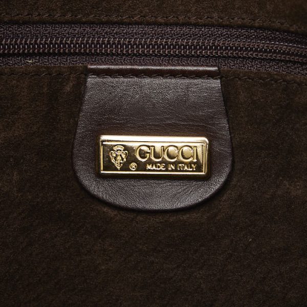 1 0137585 10 Gucci Crossbody Shoulder Bag Brown Suede Leather