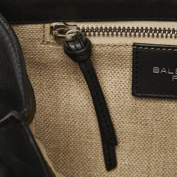 1 0137712 7 Balenciaga Afternoon Shoulder Bag Black Beige Leather Canvas