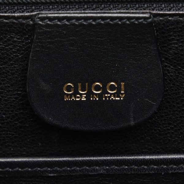 1 0138042 9 Gucci Old Gucci Bamboo Handbag Black Leather