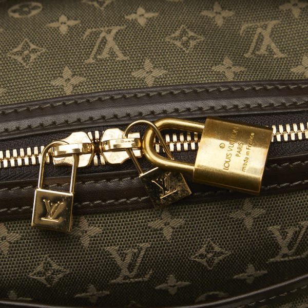 1 0138593 9 Louis Vuitton Monogram Mini Sac Marie Kate Handbag M92507 Noir Khaki Canvas Leather