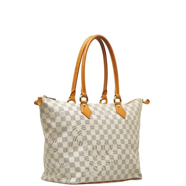 1 0139216 2 Louis Vuitton Damier Azur Saleya MM shoulder bag N51185 white